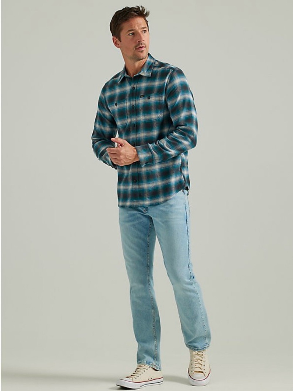 Men's Legendary Slim Straight Mid Rise 5 Pocket Jeans from Lee in Union Fade